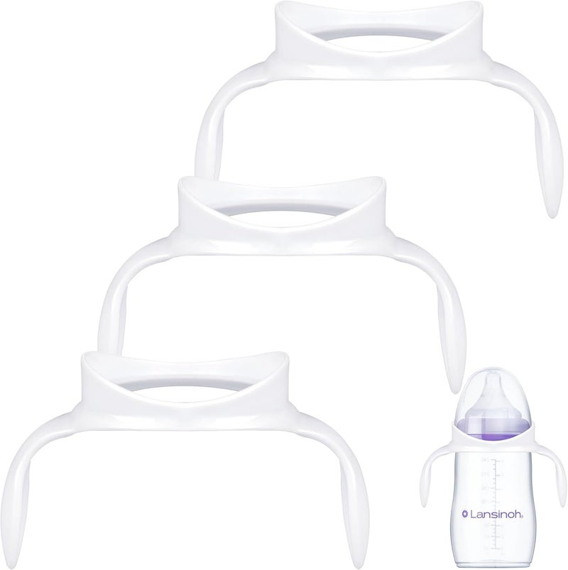 CHUBBIEE Compatible Baby Bottle Handle for Lansinoh 5oz & 8oz Bottles, Easy-Grip, Ergonomic Design for Little Hand, Leak-Proof, Slip-Resistant, BPA-Free, Helps Babies Transition to Independent Drinking, 3-Pack - Image 1